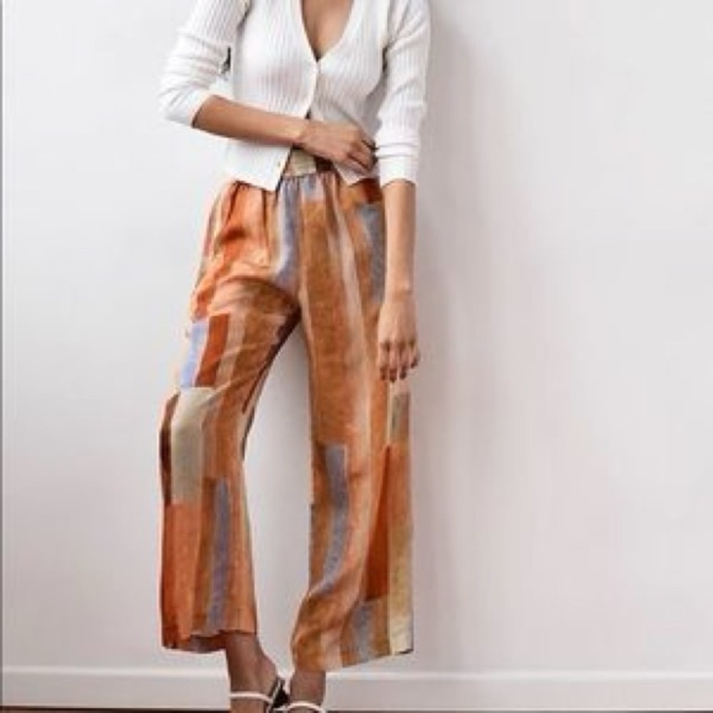Maison d’ Amelie Satin Print Wide Leg Pants N233-41